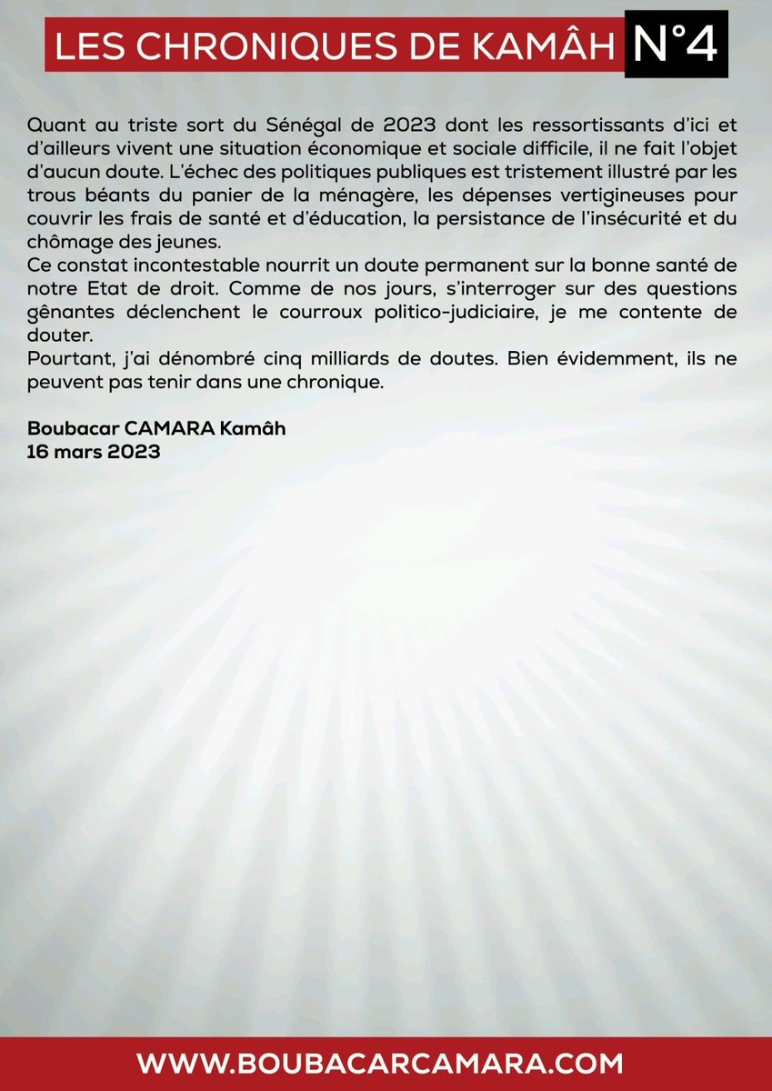 Boubacarcamou's tweet photo. Cher réseau, merci de trouver mon article de cette semaine sur la série intitulée : Les Chroniques de Kamâh N°4.…
#Kamah #Boubacarcamara #Senegal #politique #Visionpolitique #Africa #jengutabax https://t.co/RESz12mwi5