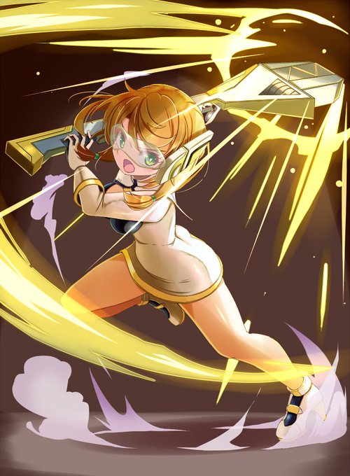 エフェクトと足元に土埃を描くとソシャゲっぽくなるの法則。これで次回作が誰メインなのかバレちまうな～!まさかこんな凛々しく戦う姿を見せておいて悪堕ちしてしまうなんてことは考えられないが…! 