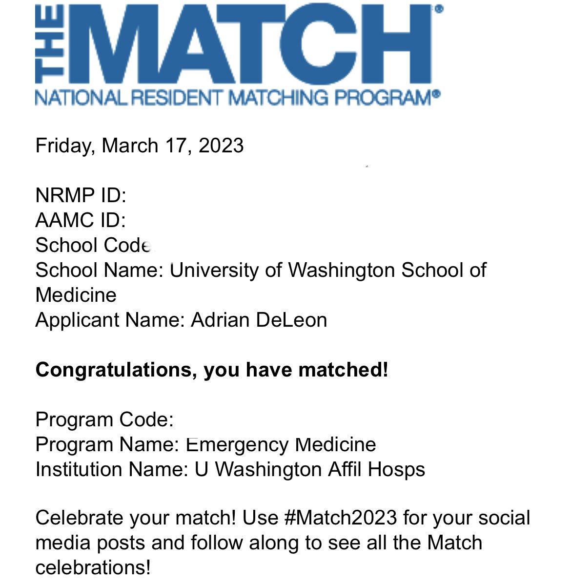 I’m still at a loss for words. This is truly a dream come true. I am so excited to have matched at my dream program with @UWashEM! Thank you so much for this incredible opportunity. #Match2023 #EMBound #PNW #EmergencyMedicine #SiSePuede