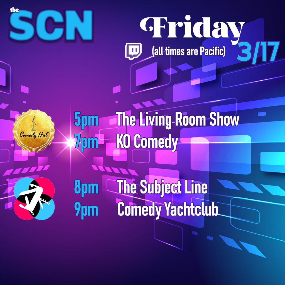 comedystreamers's tweet photo. Start your weekend with some comedy BEAMED RIGHT TO YOUR DANG HOME! Tonight, you can check out @ComedyHubLive and @stabcomedy ! https://t.co/V1CCgTUIz9
