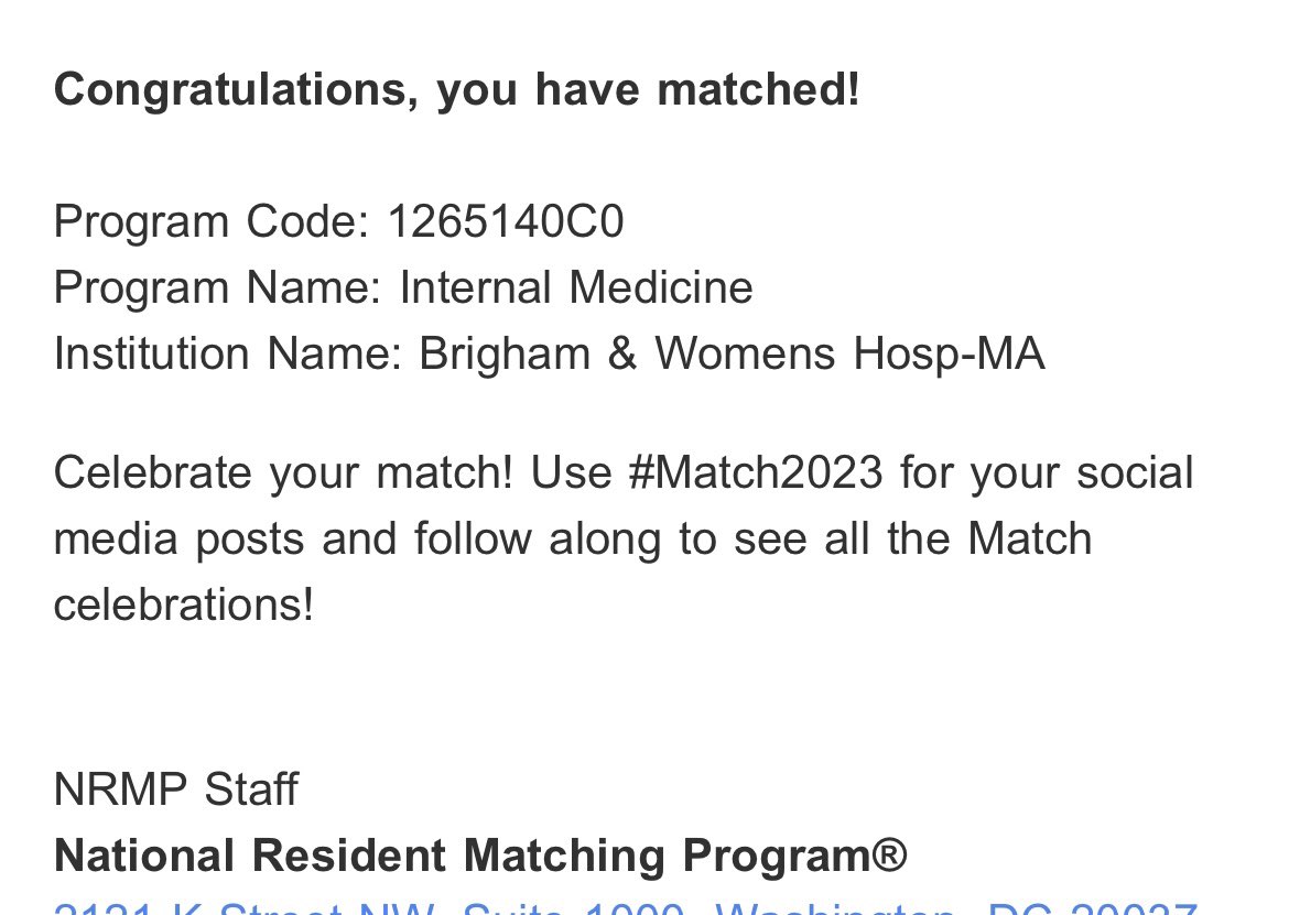 Couldn’t be more excited about joining the <a href="/BrighamMedRes/">Brigham and Women's Medicine Residents</a> family

Thankful for all the support from mentors to get here, the UCSF residents/attendings who inspired me, and even thankful for the onboarding email that already came in 😂

Here’s to the next chapter &amp; having a job 🎉