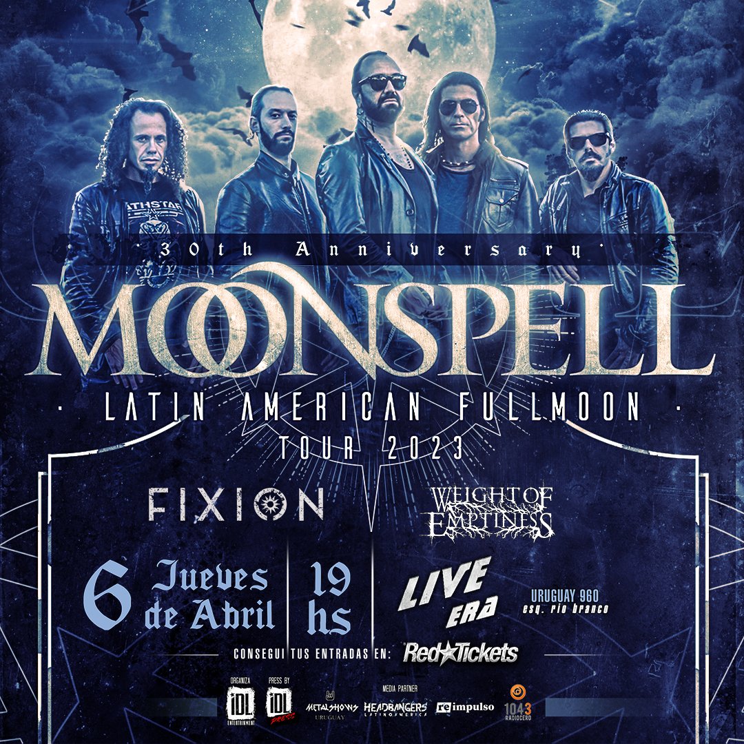 FIXION_tw's tweet photo. Muy felices de acompañar a @moonspell en la fecha montevideana de su LATIN AMERICA FULLMOON - TOUR 2023!!! 😁💥 Desde Chile @Weight_of_E
Entradas por https://t.co/m45aoyXcH6:
https://t.co/WCRUpBje7B
Nos vemos!!!🤘
#fixion #moonspell #uruguay #fullmoon #metal https://t.co/YrQCbAsHvX