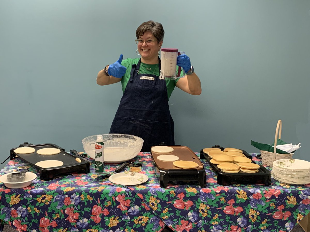 Pancake Lunch for the staff today to get us through March Madness!  Thank you to Mel for all that she did to make this treat a success!! 🥞