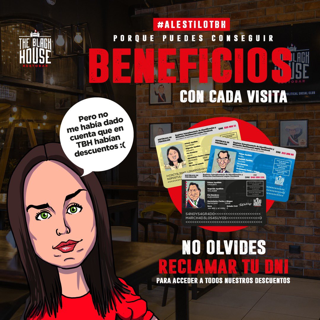 🤗 Más beneficios que un congresista peruano.🤗
Accede a todos ellos solicitando tu DNI y conviértete en un ciudadano #TBH.
Cada visita traerá nuevos beneficios 😎
.
.
#Calor #BarTemático #barpolito #reniec #DNI #documento