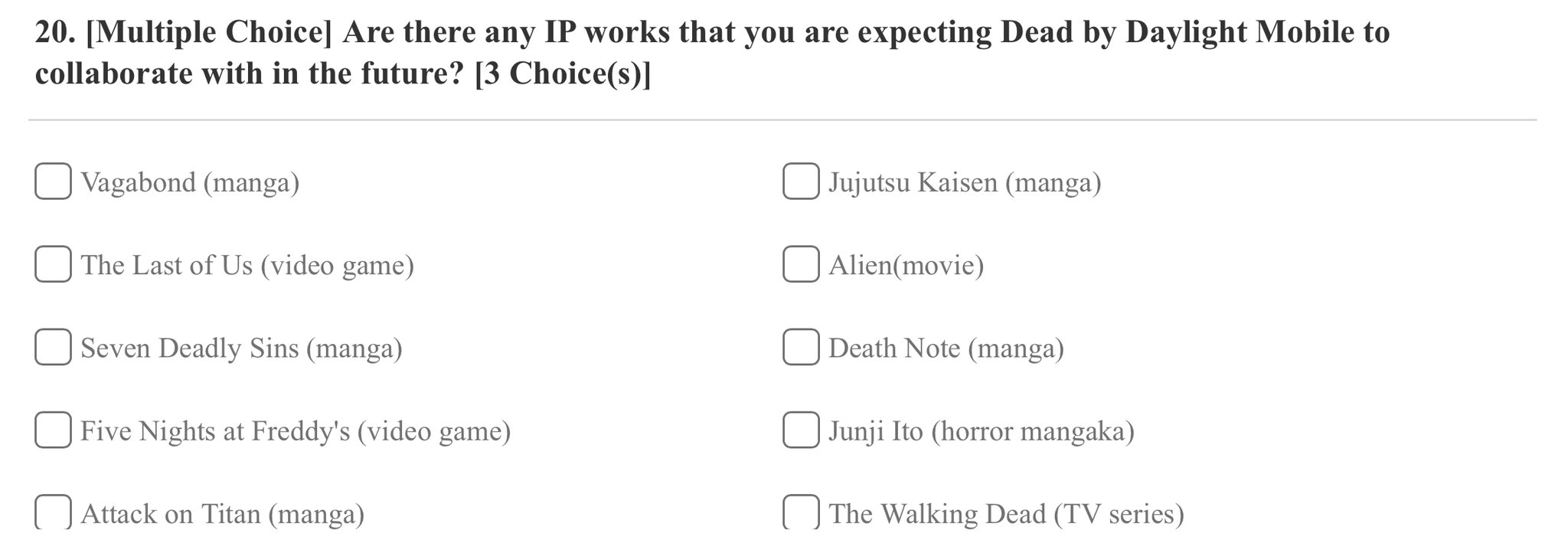 on Twitter "A new survey asks its players what licensed crossovers