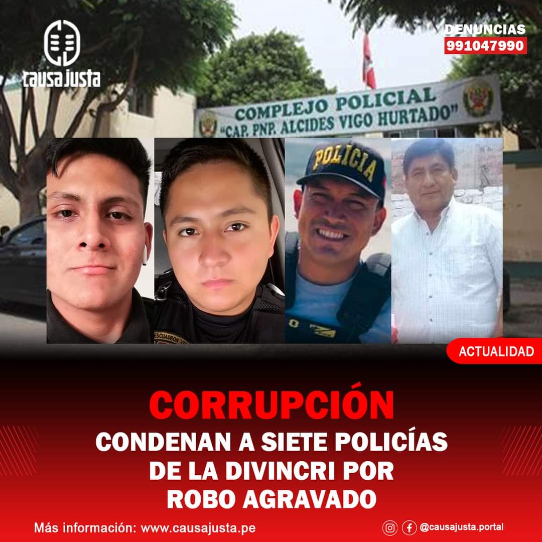 PortalCsaJusta's tweet photo. Investigación estuvo a cargo de agentes de la Diviac y Ministerio Público. Cuatro de los condenados están prófugos, acusados de formar banda criminal. Increíblemente, teniente y coronel, exjefes de Divincri, fueron absueltos. 
Leer la nota 👇
https://t.co/OTPZIEfFot https://t.co/68BcyQJB0S