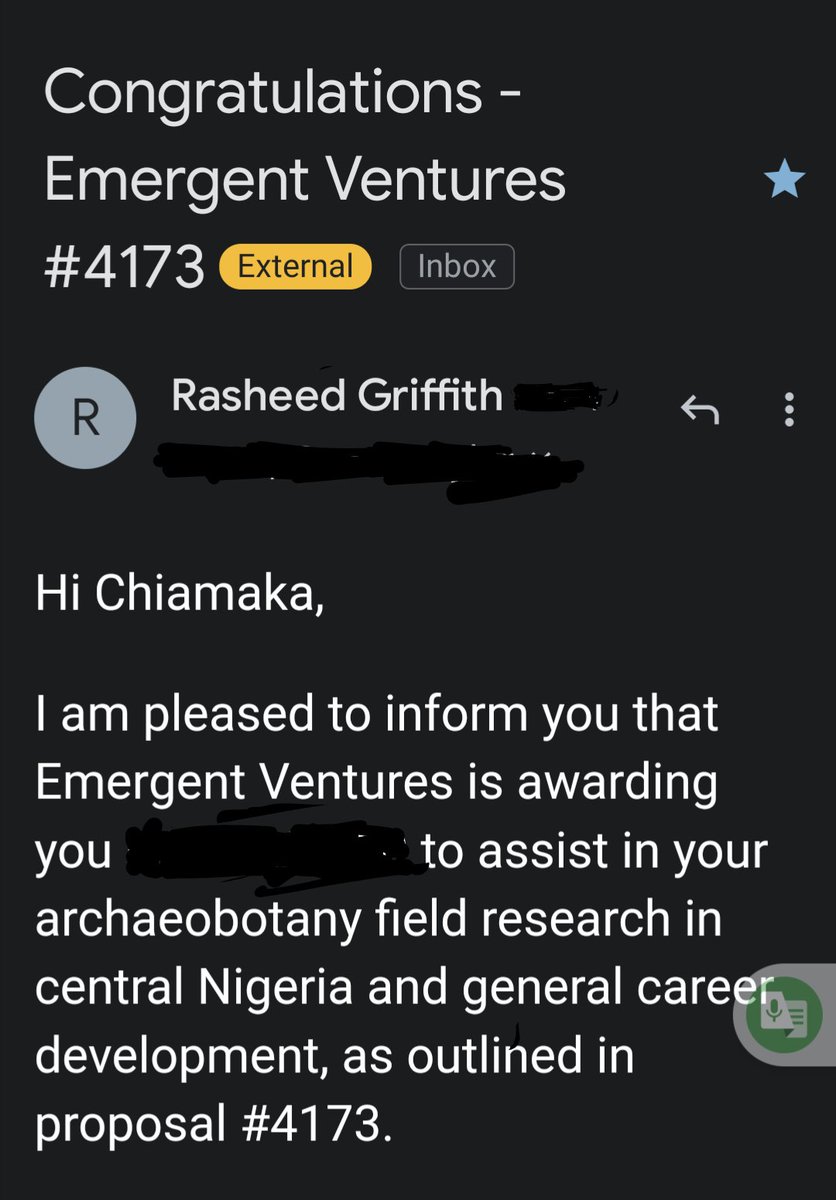 I am honored to receive a grant from Emergent Ventures of Mercatus Center Inc, for my Ph.D. research in Archaeobotany! Excited to delve into the world of ancient plant remains and uncover insights into past human history and climate adaptation. #PhDresearch #EmergentVentures'