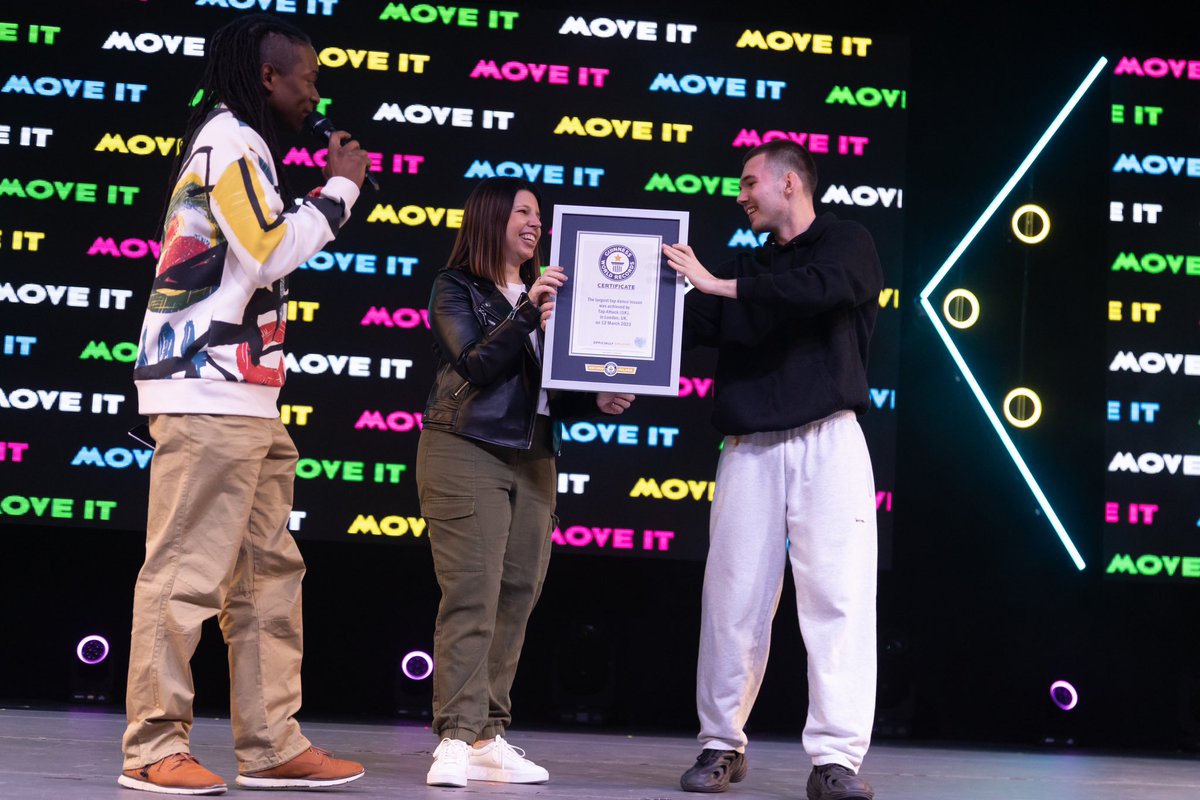 TapAttack's tweet image. We did it!
On Sunday 12th March, Tap Attack broke the Guinness World Records™️ title for the Largest Tap Dance Lesson with 554 tap dancers! We are so grateful to everyone who shared this special event with us #tapdance #moveit #guinnessworldrecord #tapattack
