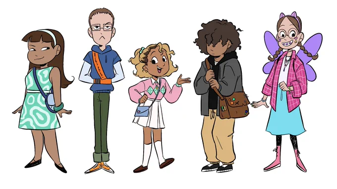 Cleaned up these kids and slapped on some colors. I'll probably refine all of them over time but it was nice to visualize some of these characters 
