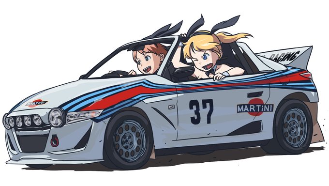 #女の子二人のイラストを貼る見た人もやる 車と相性いい 