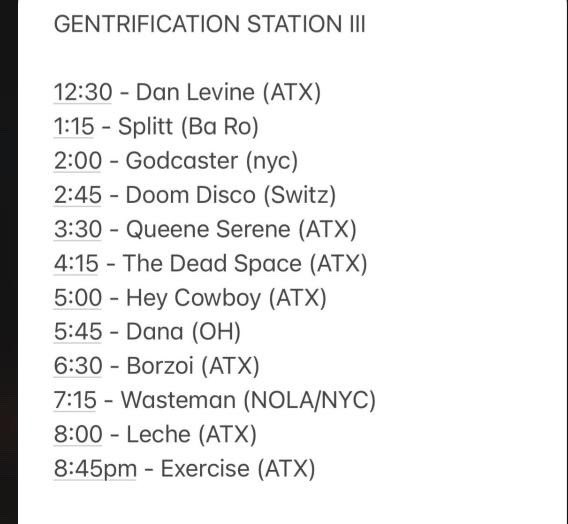 Borzoi, The Dead Space and many other beloved entertainers tomorrow afternoon at The Parlor for free <a href="/Borzoiatx/">Borzoi</a> <a href="/TheDeadSpace_/">The Dead Space</a>