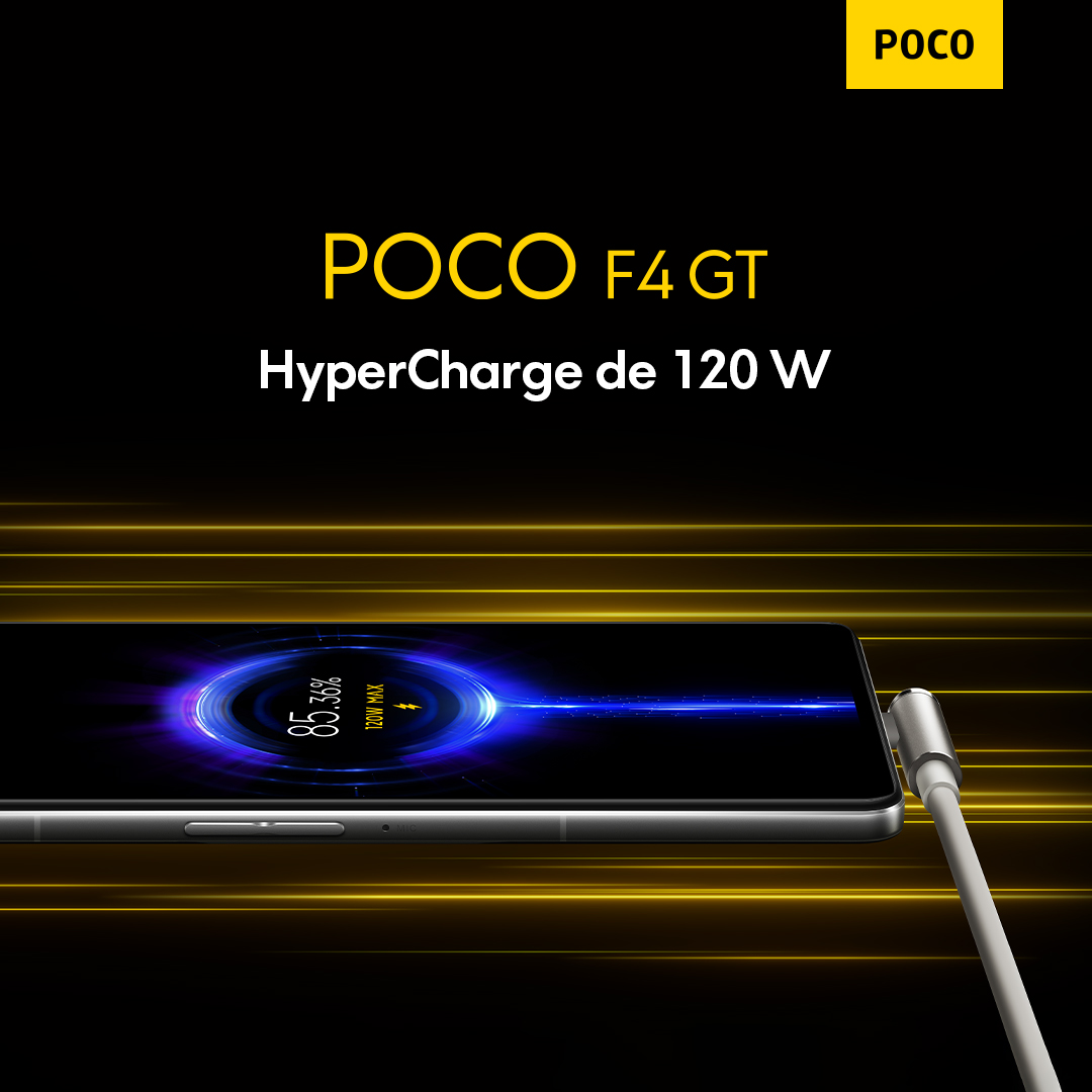 PocoMexico's tweet photo. Carga al 100% tu #POCOF4GT en cuestión de minutos con su HyperCharge de 120 W.
#ElOrigenDelPoder https://t.co/iDZSfixWno