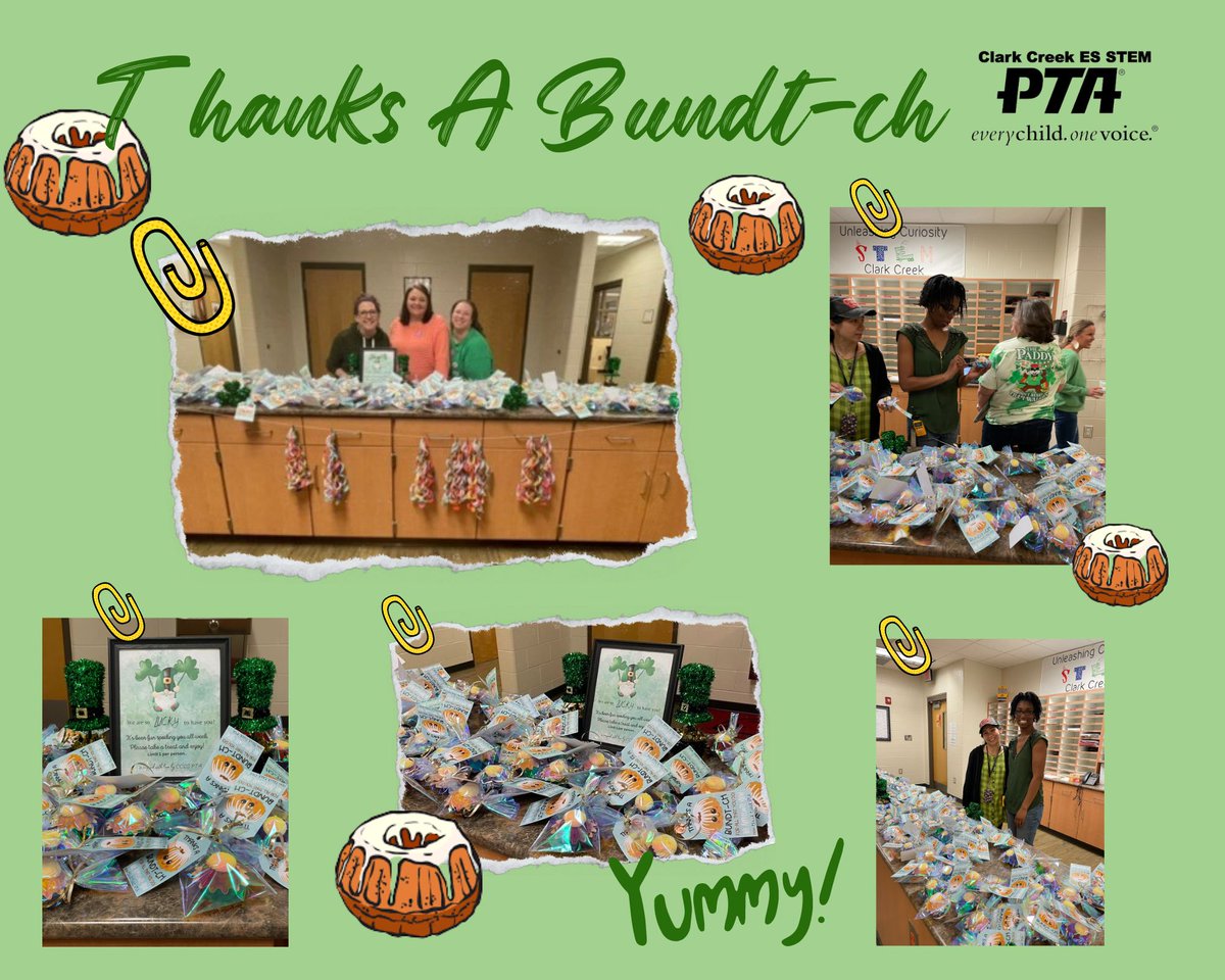 Clark Creek STEM PTA (@ccstempta) on Twitter photo Thanks A Bundt-ch to our Amazing Teachers.  We really appreciate all that you do for our students! Thanks A Bundt-ch to our Amazing Teachers.  We really appreciate all that you do for our students!