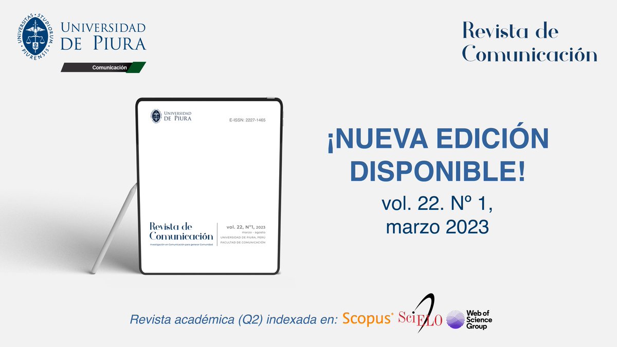 📘 ¡NUEVA EDICIÓN DISPONIBLE!
🔗 Ya pueden encontrar los nuevos artículos en este enlace: revistadecomunicacion.com/issue/view/188

#revistacientifica #revistadecomunicacion #rcom