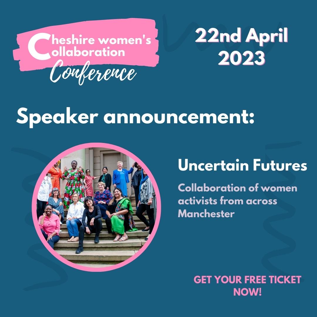 Another speaker announcement from @mcrartgallery a really exciting talk from #UncertainFutures talking about #PensionPoverty  
Get your tickets...
Check out 'Cheshire Womens Collaboration Conference' on Eventbrite!

Date: Sat, Apr 22 • 10:00 BST

eventbrite.co.uk/e/cheshire-wom…