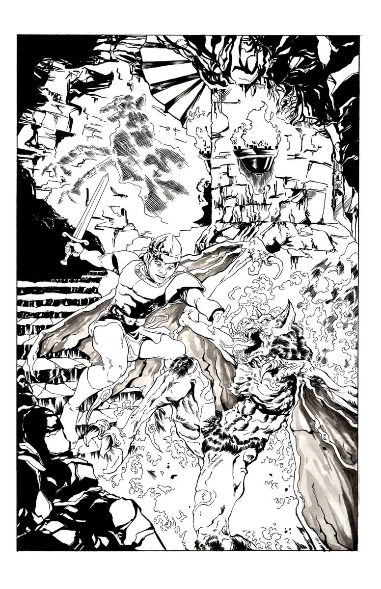 zackarysart's tweet photo. A #dragonslair commission that was finished but waiting to be colored by the great @nickcaponiart
#fantasy #fantasygame #videogame #playinthatgame #dragons #batcreature #ghostsandgoblins #castle #inkwell https://t.co/HsWOvZwhVV