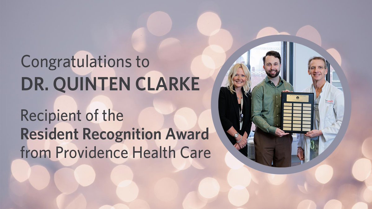 Congratulations to @UBC_Psychiatry Research Track Resident Dr. Quinten Clarke @ItIsQuinten, recipient of the @Providence_Hlth 2022 Resident Recognition Award! This award honours residents rotating through PHC who have demonstrated excellence in education, leadership & advocacy.