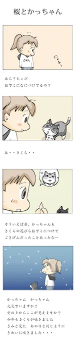 桜とかっちゃん#こんなん描いてます #自作まんが #漫画 #猫まんが #4コママンガ #NEKO3 