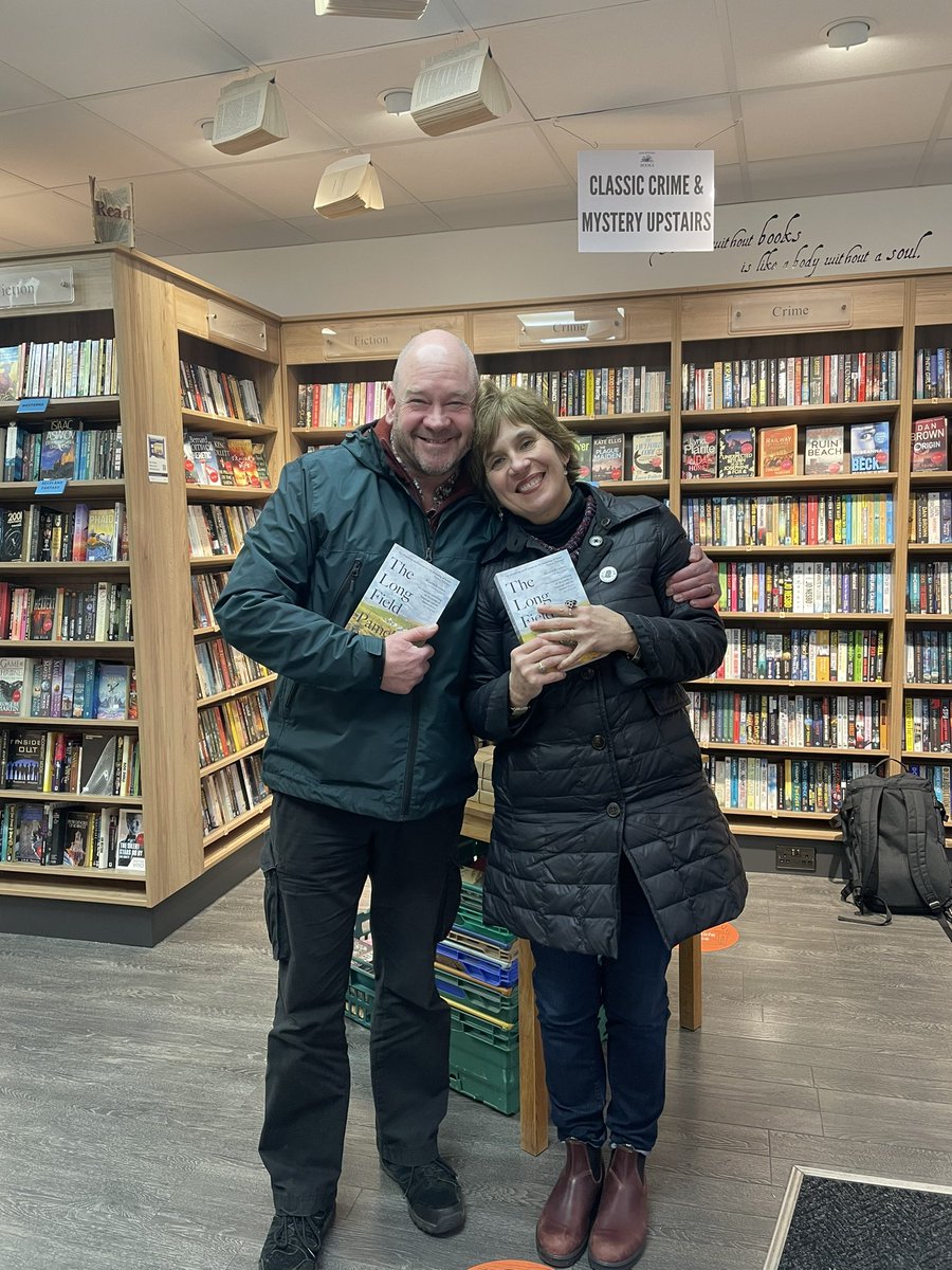 My dear friend, the Welsh performance poet Dom Williams and I shamelessly promoting The Long Field at @GoldstoneBooks in Carmarthen! @mikeparkerwales  @LittleToller #hiraeth #wales #cymru