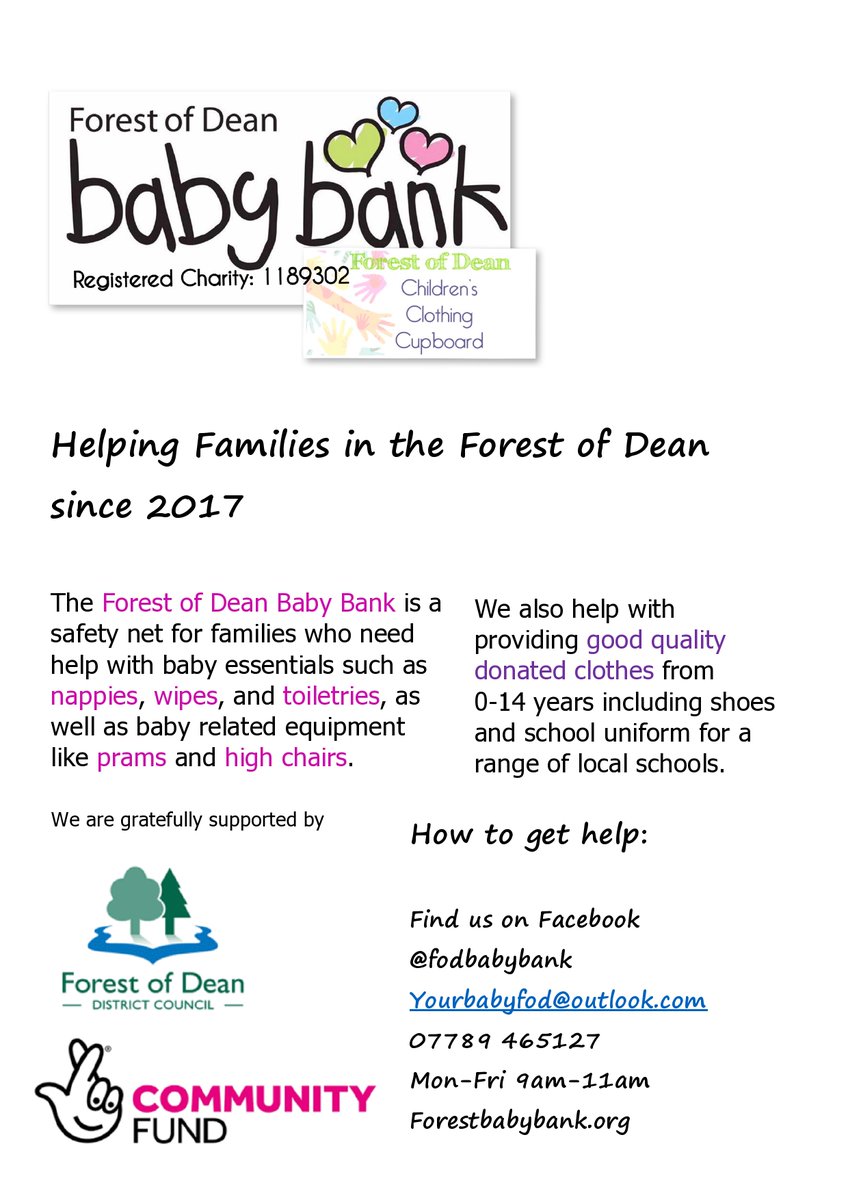 Every wondered what our Forest of Dean baby bank can provide?

Please tweet on & let our #forest #communities know

#support #babybank #useitorloseit #foreveryone #local #families #forestofdean #charity