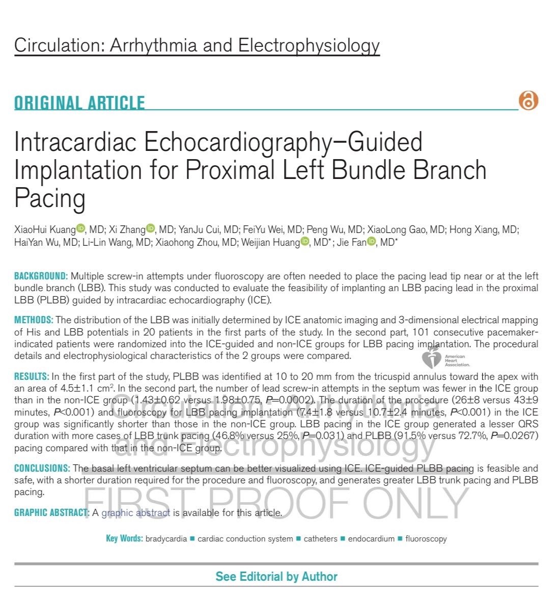 ICE-LBBP RCT
🟢 🔭
🔝visualization/position
⤵️ procedural/fluoro time

Kuang/@MdHuang /Fan @CirculationEP 
@SchakrabartiEP @hhuang123 @rdschaller @leftbundle  @pjsm83 @javadm20 @DrJasonAndrade @PrashSanders @dredcronin @Phiso_de @purerfellner @S_NarayanMD @iamritu @KTamirisaMD