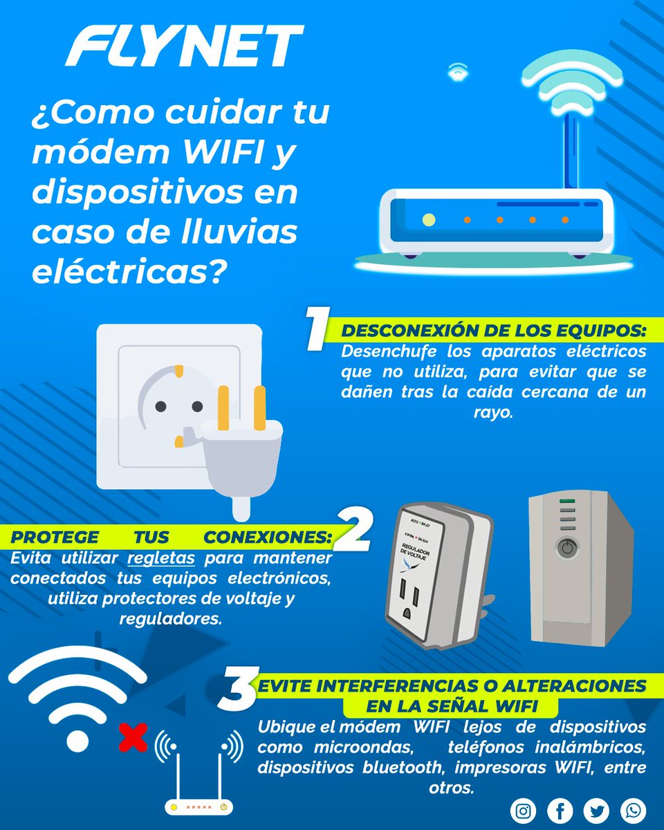 flynetsv's tweet image. A continuación,👇 te presentamos algunas medidas que puedes utilizar ante el pronostico o una lluvia eléctrica✅⛈
#Flynet #Netplay #internet #tips