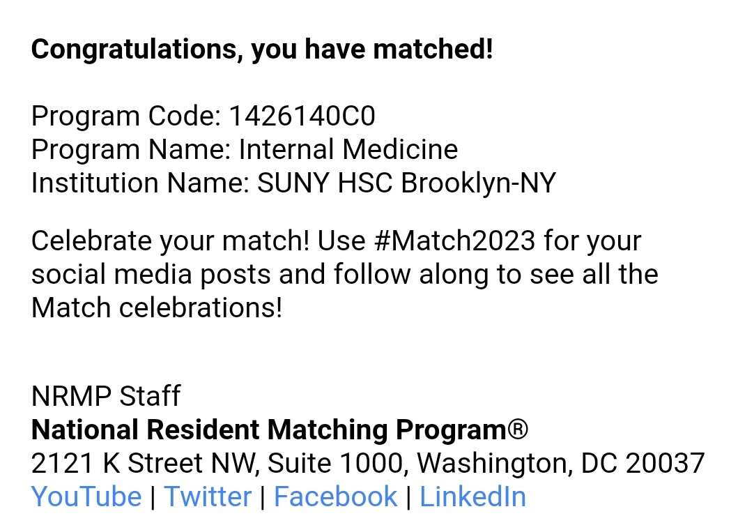 Well, it looks like I'm moving to NEW YORK 🥰🥰. 

I Matched  at Suny downstate #internalmedicine 

Thank you Lord 🙏🙏
#Match2023 #IMG #IMMatch