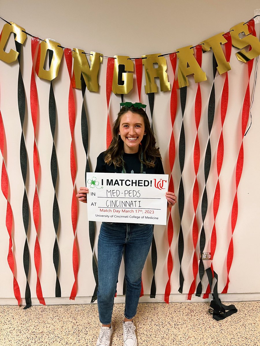 Rachel Holloway (@rmholloway) on Twitter photo Matched at <a href="/CincyMedPeds/">Cincinnati Med-Peds</a> and I am SO EXCITED!! 🤩✨ Cheers to the next 4 years at the best program! #TripleBearcat <a href="/UCincyMedicine/">UC College of Medicine</a> Matched at <a href="/CincyMedPeds/">Cincinnati Med-Peds</a> and I am SO EXCITED!! 🤩✨ Cheers to the next 4 years at the best program! #TripleBearcat <a href="/UCincyMedicine/">UC College of Medicine</a>