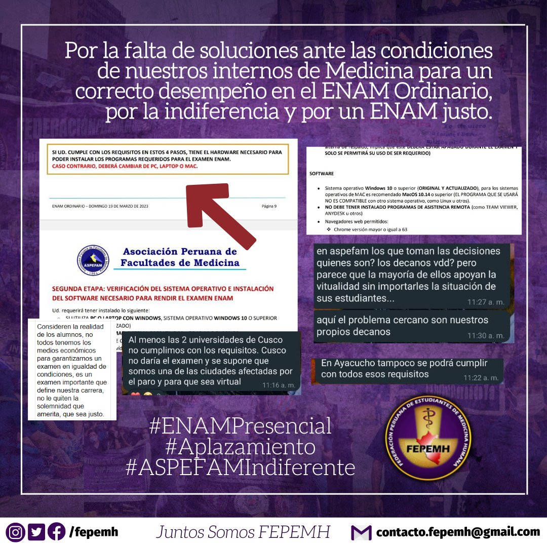 FEPEMH_'s tweet photo. #ENAMPresencial
#Aplazamiento
#ASPEFAMIndiferente
Que todos se enteren de lo que está pasando: irregularidades e improvisación del ENAM 2023
¡Si no es presencial, no existe calidad!
¡Ya no más abuso, contra los internos!
¡Esto es medicina, valiente y combativa!
#JuntosSomosFEPEMH https://t.co/DfLLWQMWWn