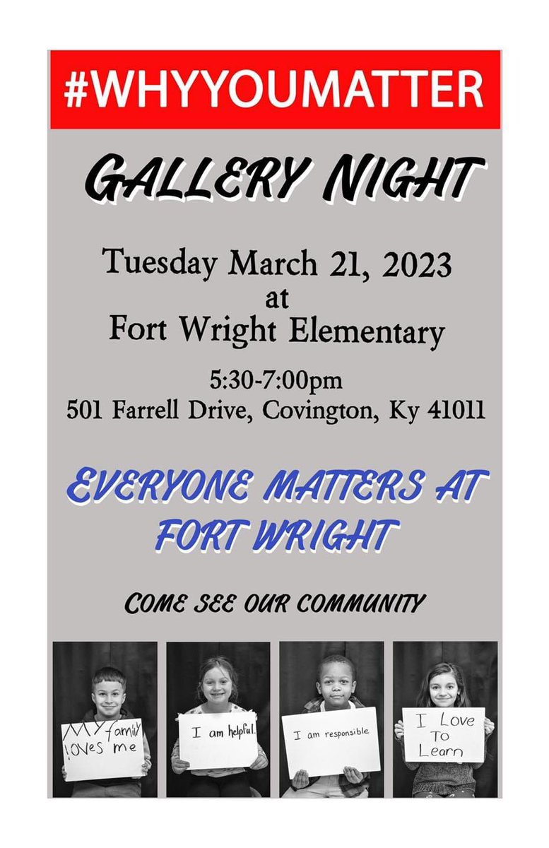 FWE_Art's tweet photo. So excited to show the world why every member of Fort Wright Elementary Matters!! Come see for yourself #whyyoumatter @NK4ArtsEd @NKCESKids1st @TinaWartman @FtWrightAP @KentonLibrary https://t.co/DergAYeIza