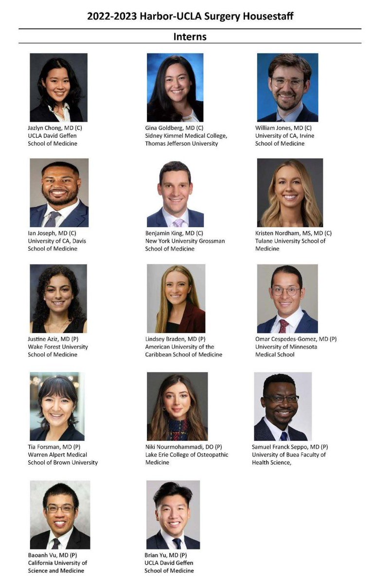 So proud to introduce our incoming General Surgery Intern Class at Harbor-UCLA! Looking forward to seeing you all this June!! #Match2023