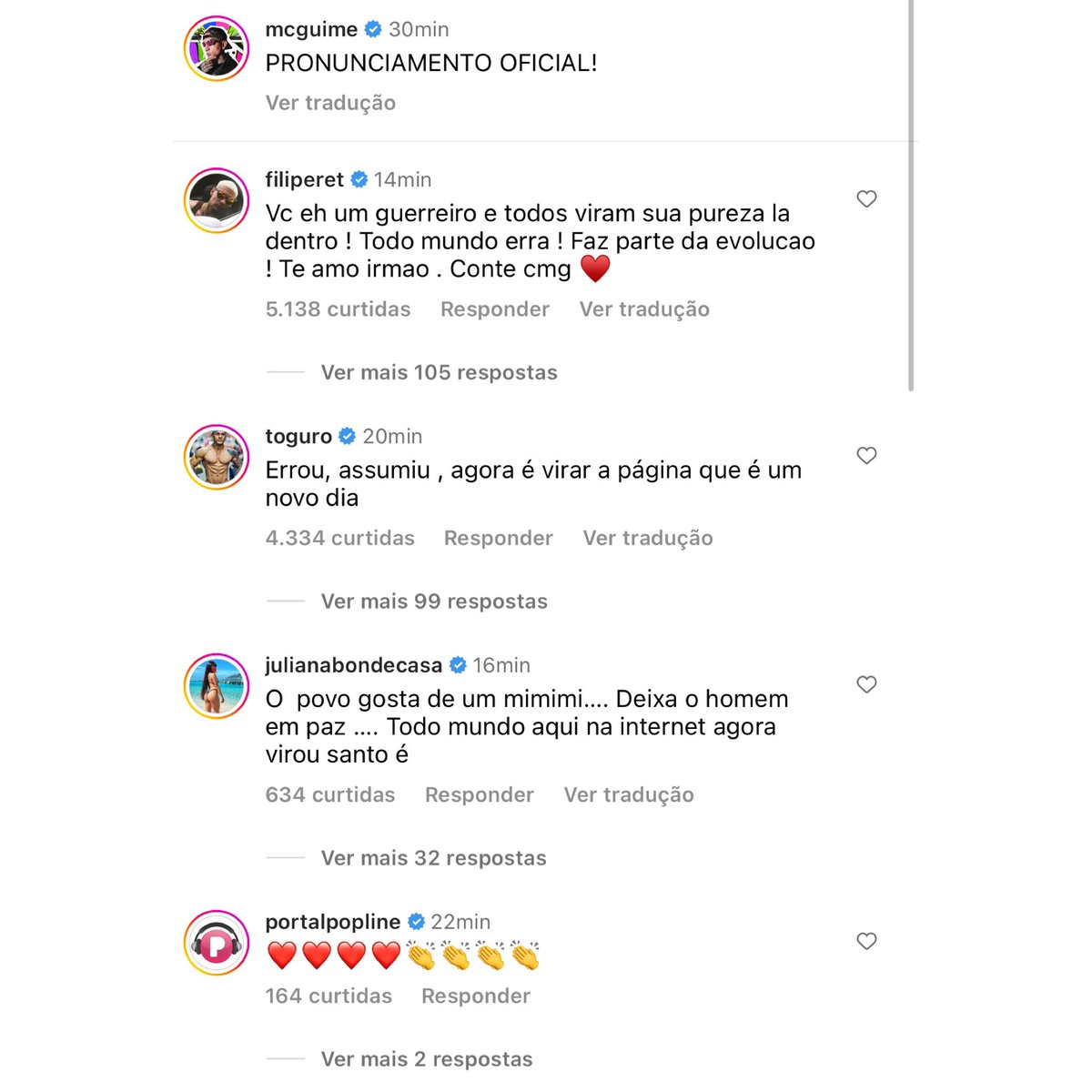 choquei's tweet image. 🚨VEJA: Famosos como Filipe Ret, Toguro e Juliana Bonde prestam solidariedade a MC Guime no pronunciamento dele no Instagram. #BBB23