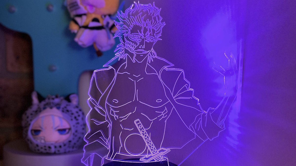 murderlight's tweet photo. i’ve had plenty of interest in my grimmjow light since i got him, so i decided to do a giveaway for a brand new one✨🫐 he’s battery or usb powered, 16 colours with remote 🥰 rules:
🔹following me
🔹ships worldwide 
🔹direct rt to enter
🔹drawn 31 march! https://t.co/nrjoB8jjCU