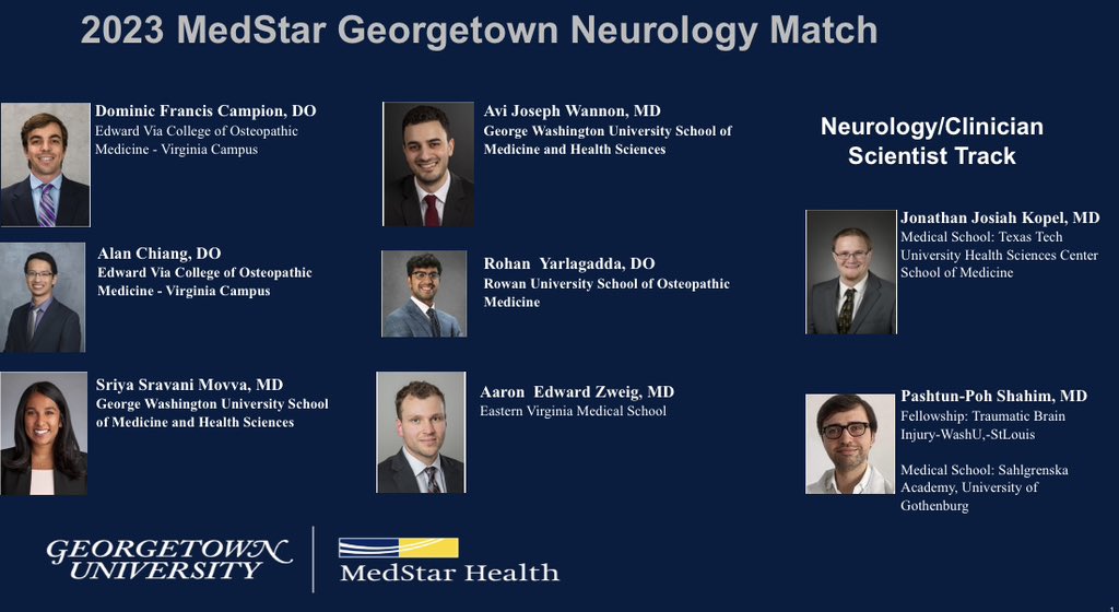 CONGRATULATIONS to the Georgetown Neurology class of 2027🎊🎉🧠! #Match2023 #Neuromatch #MedTwitter