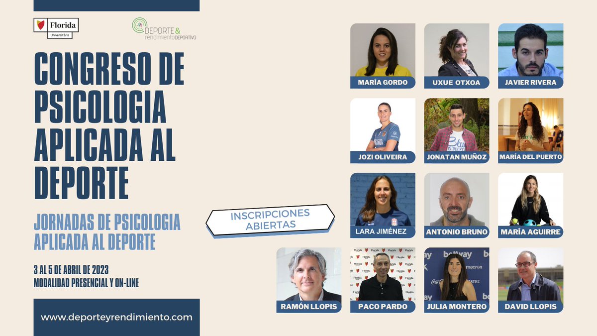 Los días 3, 4 y 5 de abril de 2023 se celebra el CONGRESO DE PSICOLOGÍA APLICADA AL DEPORTE que podrás ver de forma presencial (una parte) o de forma  on-line (todo el evento). Organizado por el Master de Psicología de  <a href="/floridauni/">FloridaUniversitaria</a>