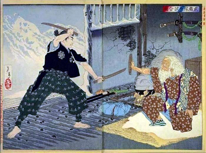 A un samurai con inquietudes filosóficas lo atormentaba la pregunta de si existe o no un paraíso y un infierno.
Decidió preguntarle a Hakuin, un hombre sabio que vivía en las montañas.
El samurai cruzó desiertos, bosques y ascendió montañas hasta que llegó finalmente ante Hakuin.