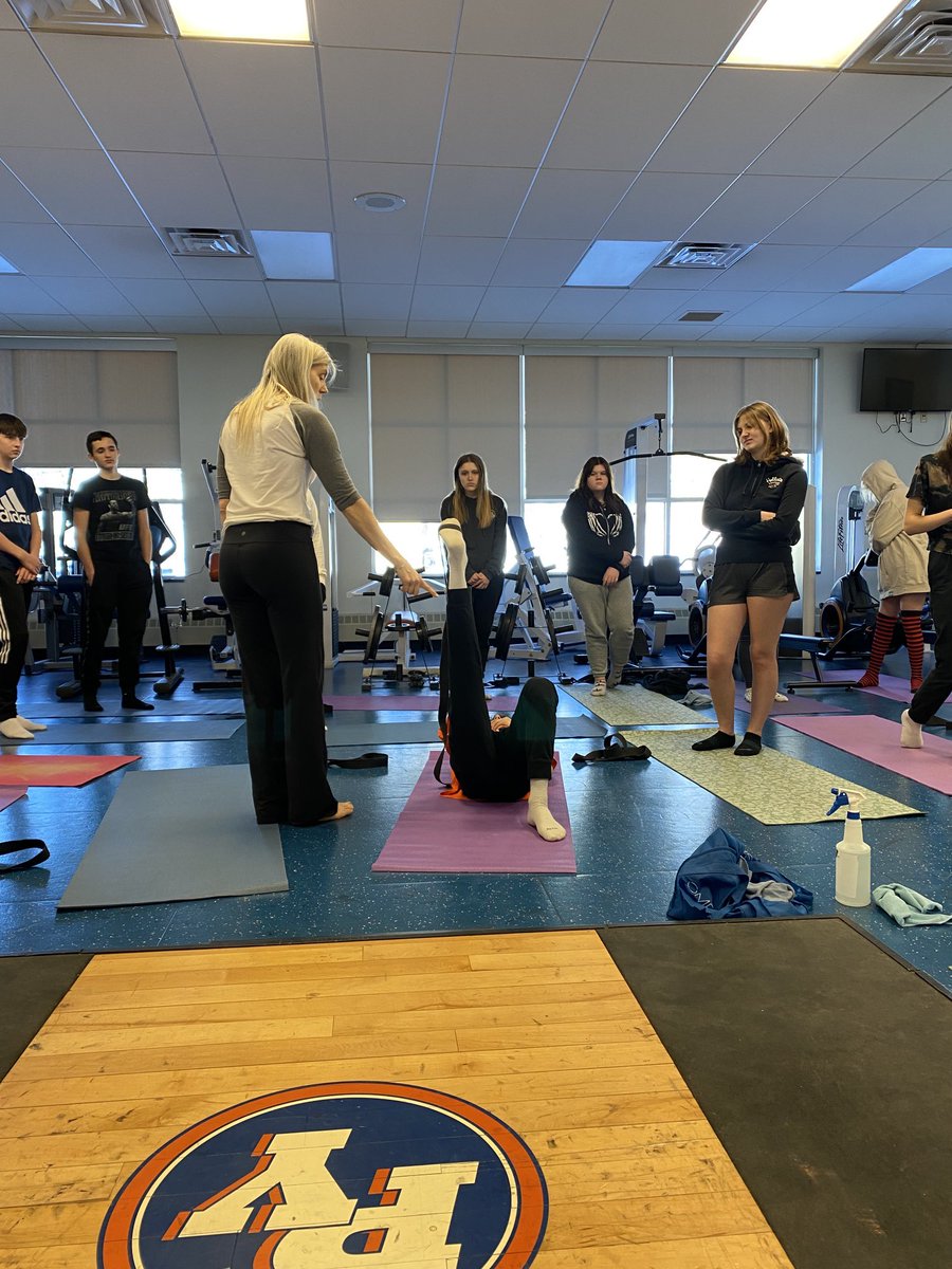 9th/10th graders focusing on breathing and opening the hamstrings during yoga in #physed if you don’t have yoga in your curriculum, then I would highly recommend you explore the option.