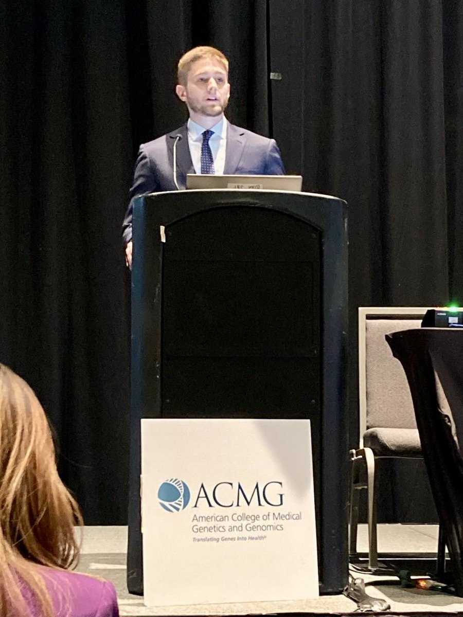 2nd year <a href="/GeisingerCwlth/">Geisinger Commonwealth School of Medicine</a> student Tyler Singer presenting on “Characterization of MyCode Participants with Pathogenic or Likely Pathogenic Variants in ENG, ACVRL1, or SMAD4 Associated with Hereditary Hemorrhagic Telangiectasia” from MyCode <a href="/GeisingerRsrch/">Geisinger Research</a> #ACMGMtg23