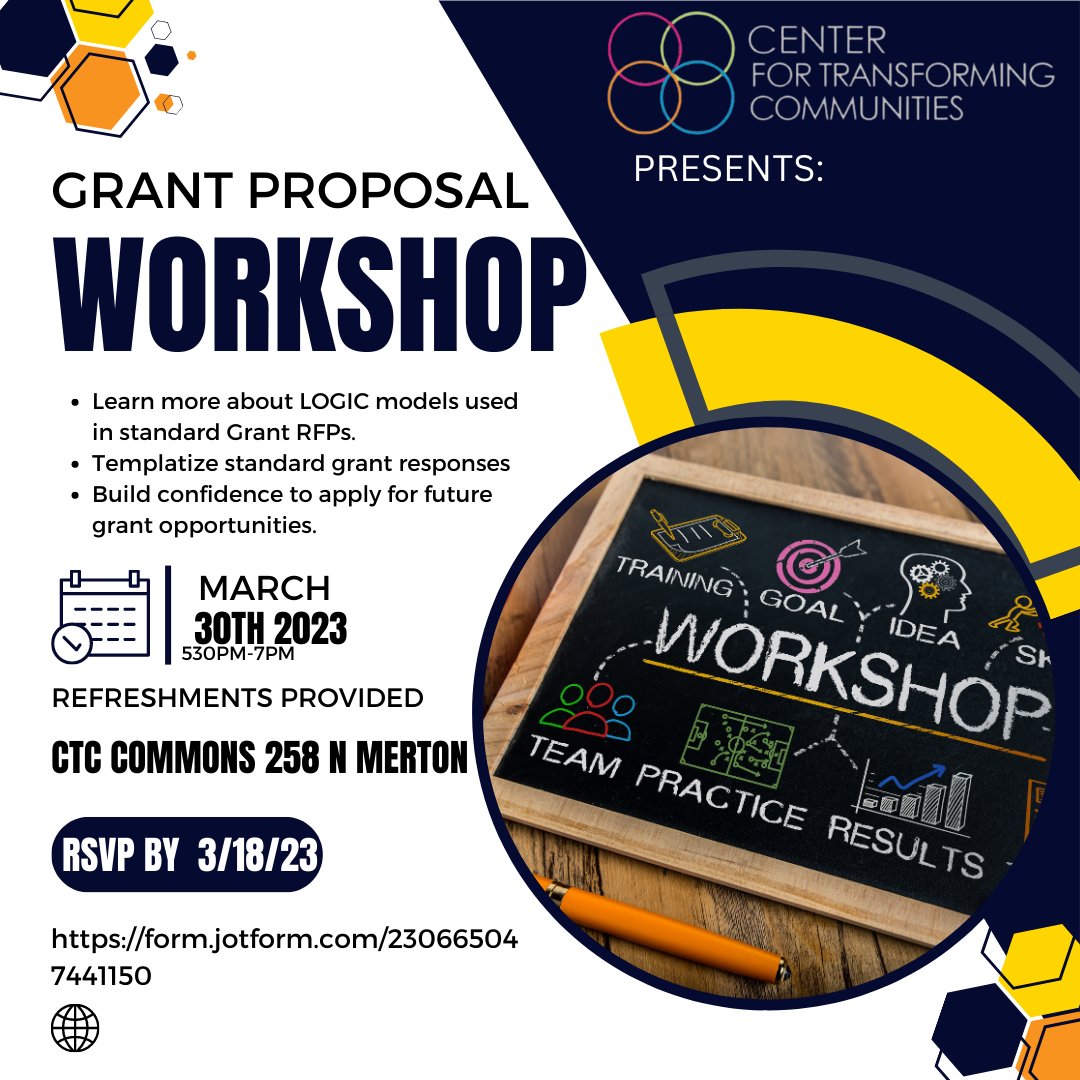 You do NOT want to miss our Grant Proposal Workshop!!!
📆Save the Date: March 30th
*RSVP by March 18th (refer to flyer for details)
