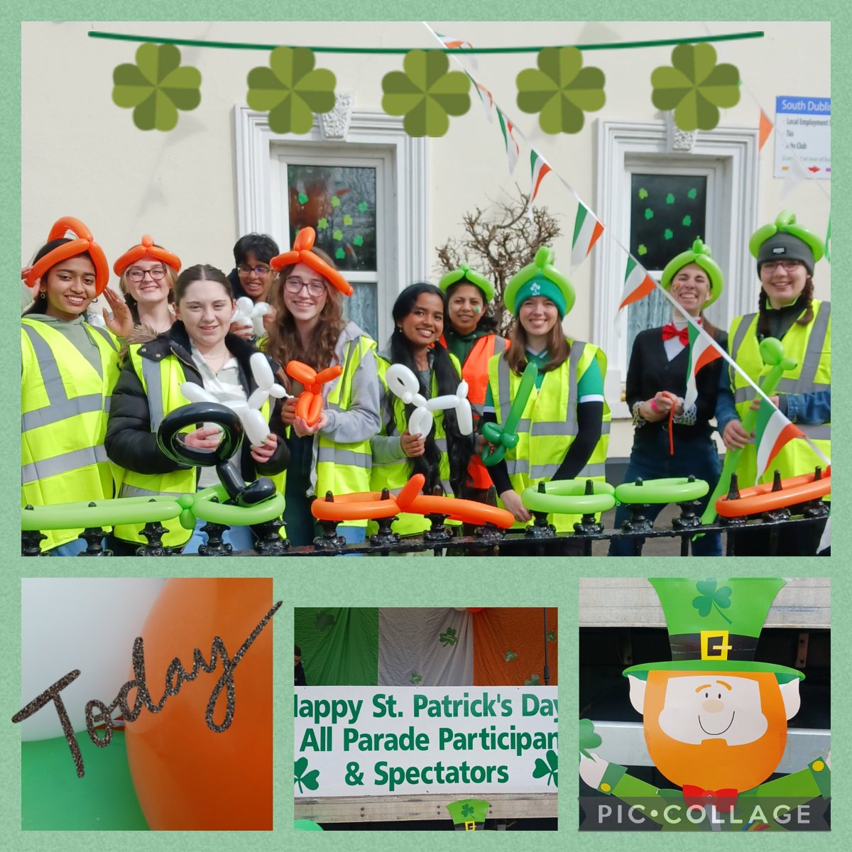 StJosephsLucan's tweet photo. Celebrating with Lucan parade all that is Irish heritage and culture on St. Patrick's Day. Wonderful to see spirited TY students giving and sharing with children earlier today. 100's of swords, dogs & snakes fashioned today.☘️🐉☘️😃 #Proud #Voluntering #ConnectingwithCommunity https://t.co/rbJZ1YVP39