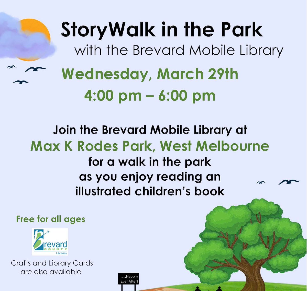 BrevLibraries's tweet photo. Last storywalk of the season with our very own mobile library! #brevardlibraries #westmelbourne #storywalk ---www.brev.org https://t.co/qsmDBCAtBn