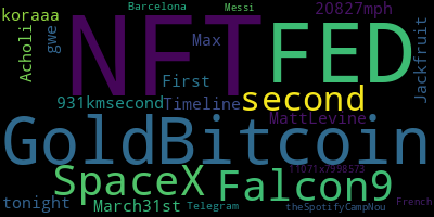infokalyptisch's tweet photo. Trending in my timeline now: #NFT (2) #FED (1) #GoldBitcoin (1) #SpaceX (1) #Falcon9 (1) #second (1) #tonight (1) #Max (1) https://t.co/ffnVmDrK3j