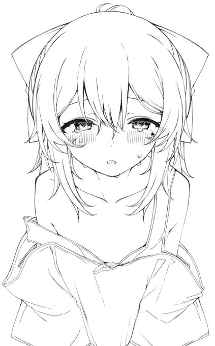 この絵線画でも顔面可愛くね????? 