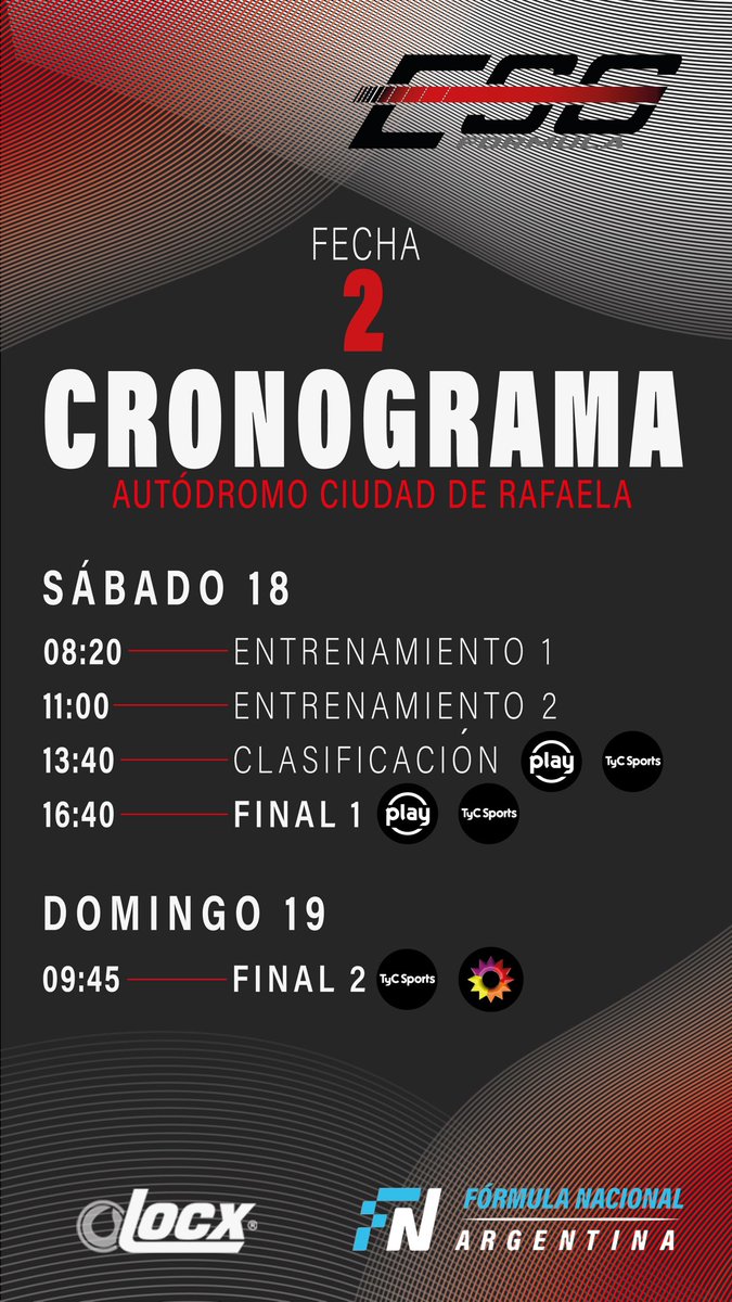 ESGFormula's tweet image. Mañana se pone en marcha la segunda fecha del año en Rafaela 🙌🏻

#FormulaNacionalArgentina @F20Oficial 

Gracias @LocxAutomotor