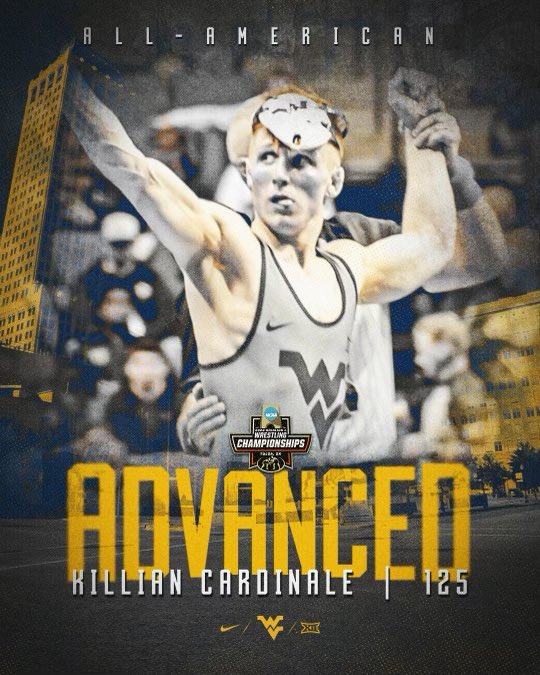 WVUWrestling's tweet image. From the #28 seed to the podium.

For the second time in his Mountaineer career, Killian Cardinale is an All-American! #HailWV