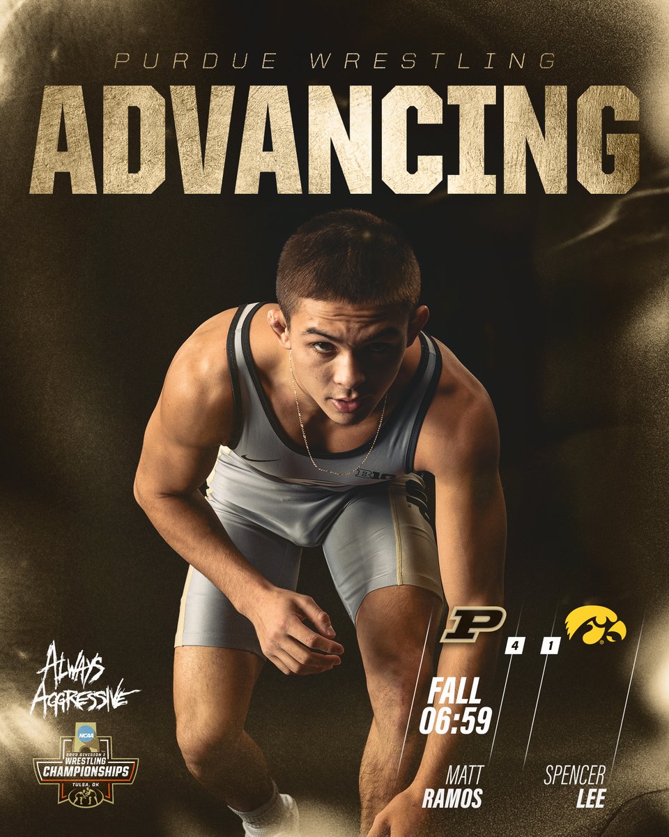 PurdueWrestling's tweet photo. LEARN THE NAME 𝙈𝘼𝙏𝙏 𝙍𝘼𝙈𝙊𝙎 

If they didn't know before, they do now! @Matt_Ramos2 PINS three-time reigning champ Spencer Lee and is in to the NCAA Finals! 

#BoilerUp🚂 | #AlwaysAggressive https://t.co/7HhUB8YdXK
