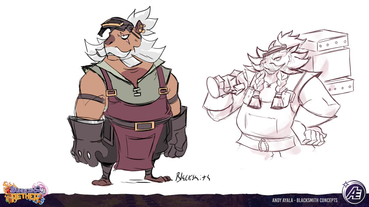 YeahBeezii's tweet image. Concepts for the Julesvale Blacksmith!

One of the first town NPCs I got to design. I figured Julesvale needed at least one cool rodent character soo... capybara.

#dungeonsofaether