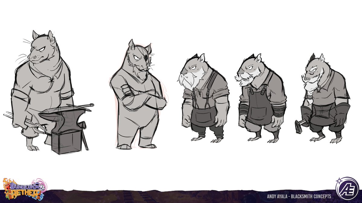 YeahBeezii's tweet image. Concepts for the Julesvale Blacksmith!

One of the first town NPCs I got to design. I figured Julesvale needed at least one cool rodent character soo... capybara.

#dungeonsofaether