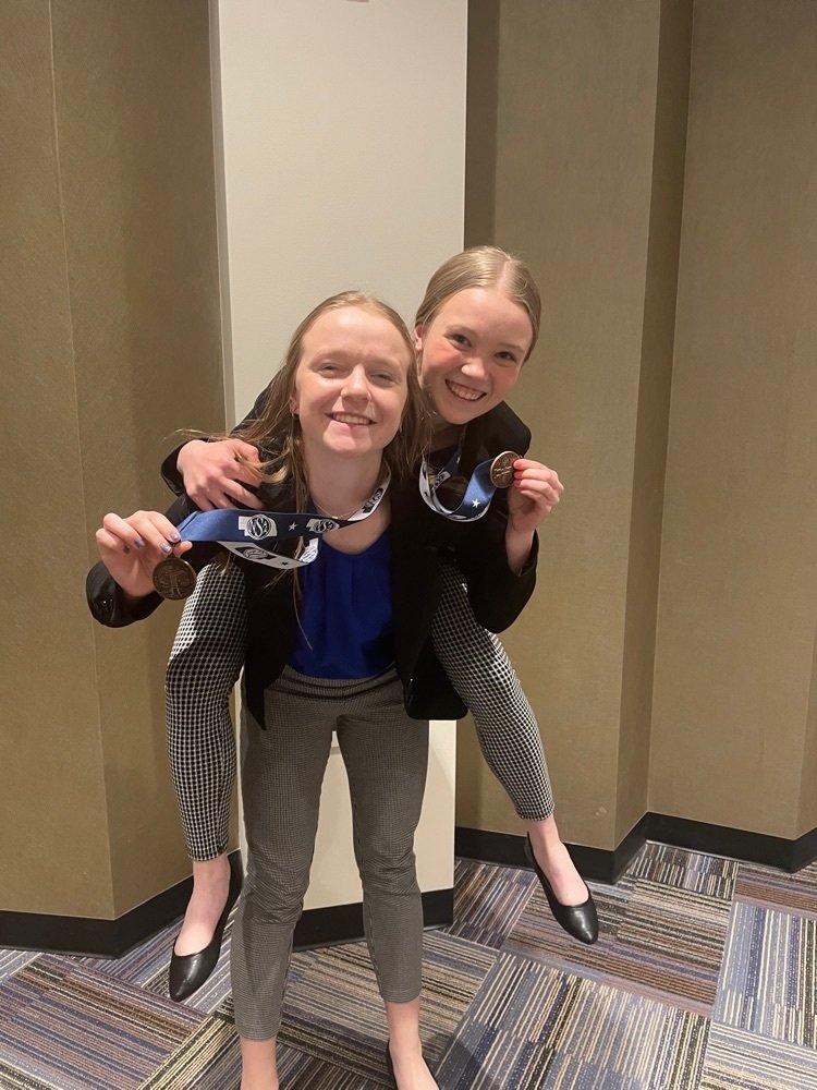 WallaceSchools's tweet photo. Congratulations to Ryleigh Hanson and Ashley Robertson on their 5th place finish at State. Great job to all competitors! https://t.co/9aszdXevKN