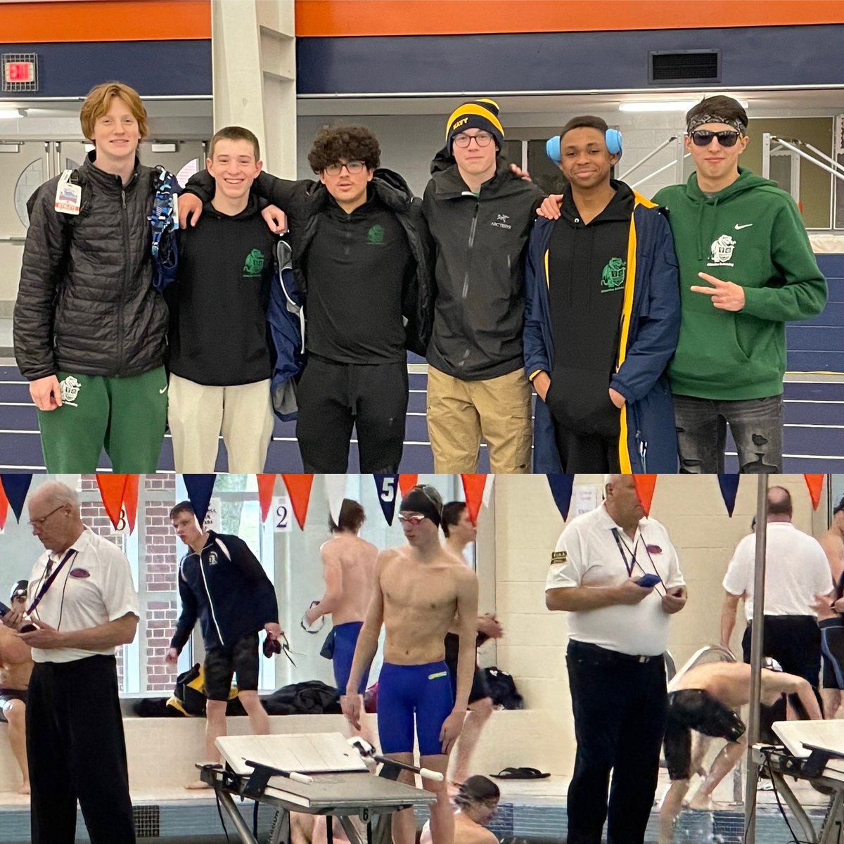 mary_patf's tweet photo. Allderdice boys PIAA state team!! Day 1 in the books.  Congrats Liam on 15th in 100 fly!  Roll Dice🎲🐉💚 @PpsSports @PGHCityLeague @DiceSports @DocMcCoyAtDice https://t.co/YYJqGMHGOo
